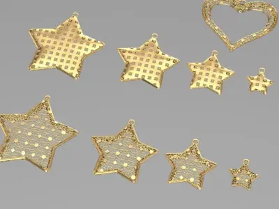 Golden Glamour A Collection of Sparkling Charms gold pendants  3D print model