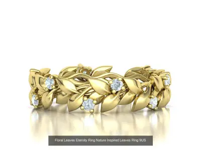 Floral Leaves Eternity Rings Collection 7US 8US 9US sizes 3D Model Pack