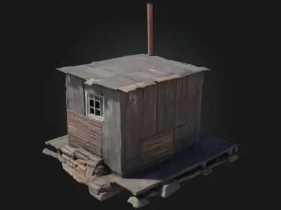 Rustic Shack  Weathered Shelter of Simplicity and Survival 3D model
