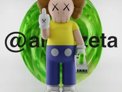 Kaws Morty Smith Middle Finger Textured Low-poly 3D model