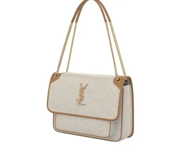 YSL Saint Laurent Niki Bag Biege Fabric Low-poly 3D model