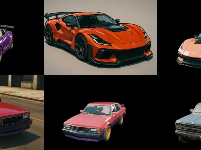 Sport Car bundle 2 pack 100 glb 3D model