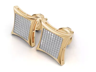 AV 724 Diamond Concave Kite Unisex Stud Earrings 3D print model