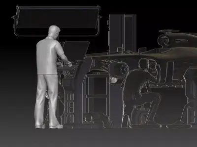 mechanic 3 at work in the garage during the Formula 1 3D print model