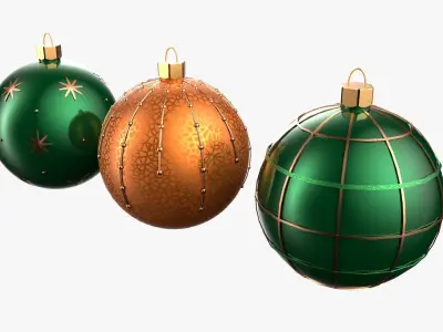 Christmas Tree Ornament Set4 - Green Orange 3D model
