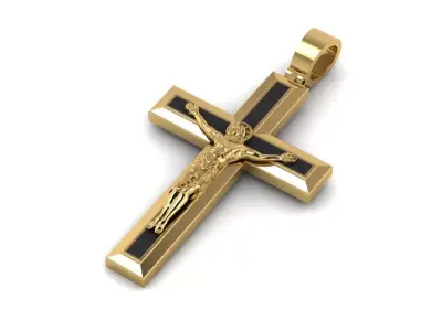 Elegance Pendant Jesus Cross With Enamel Fields 3D print model