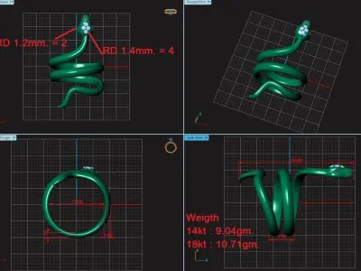 Snake Ring 3D print model 6