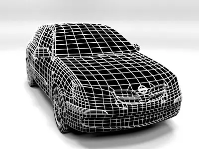 NISSAN ALMERA 3DOOR LOWPOLY Low-poly 3D model