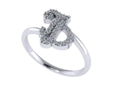 Diamond ring design 3d render - the letter TD 3D print model
