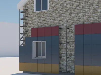Mechanic facade systems  Low-poly 3D model