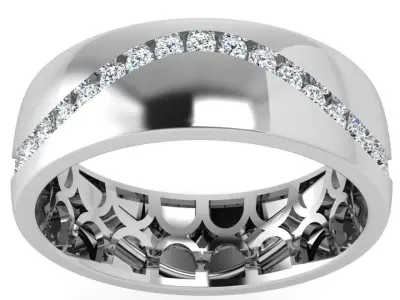 Wave Diamond Line Wedding Band 4421 3D print model