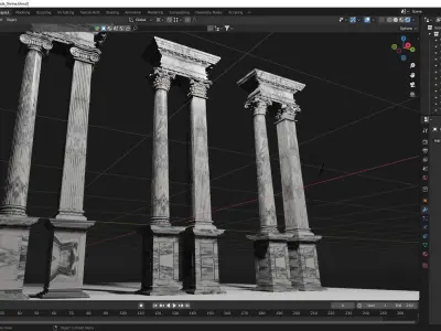 Columns in 5 styles  Game ready and printable Low-poly 3D model