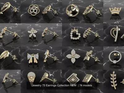 Jewelry 73 Earrings Collection NEW  3D Model Pack