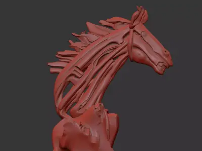 Wooden Horse Sculpture 3D model