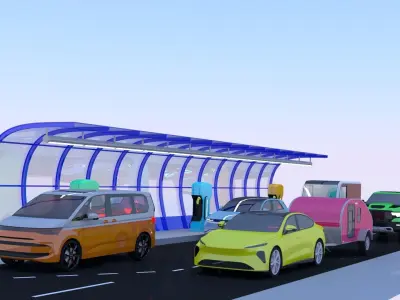 EV charging station VII 3D model