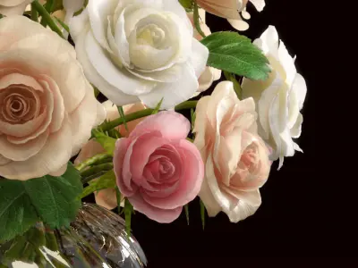 Roses in vase 3D model
