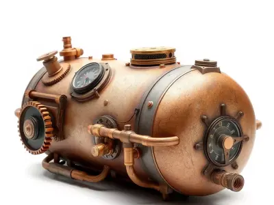 Steampunk Boiler Tank model pack with detailed gauges Low-poly 3D model