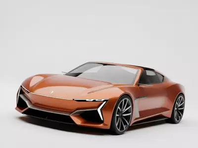 Convertible Supercar Concept Low-poly 3D model