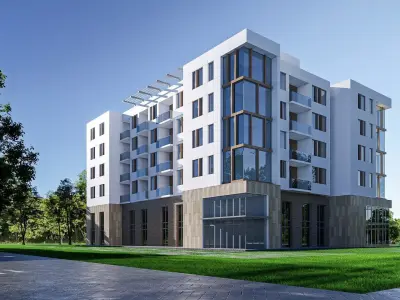 apartment building Low-poly 3D model