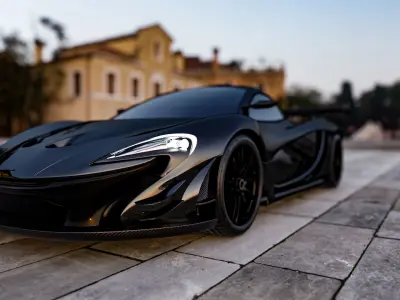 Mclaren p1 GTR with parking lot Low-poly 3D model
