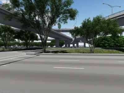 Highway  Road Flyover Low-poly 3D model
