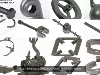 CAST IRON ENGINEERING COMPONENTS PACK 3D Model Collection