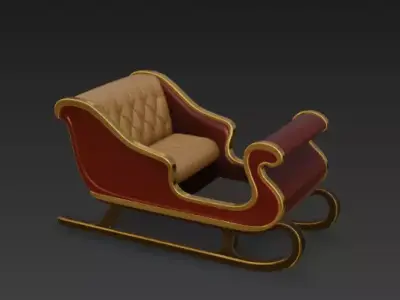 Luxury Christmas Sleigh - Quilted Leather Seat - PBR Low-poly 3D model