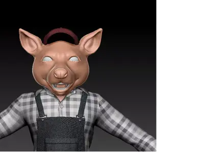 Racoon pig wearing apron 3D model