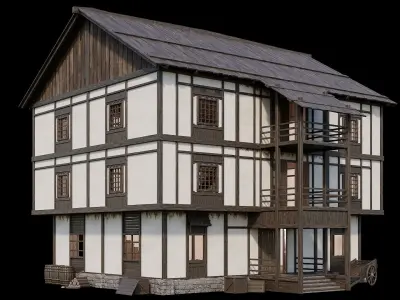 Medieval Village Pack 02 - 3 Assets - 4K Textures Game Ready Low-poly 3D model