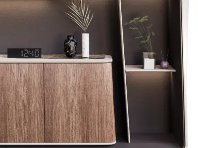 Office luxury bookcase cabinet H09 Low-poly 3D model