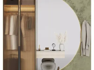 Hallway closet with clothes and accessories 3D model