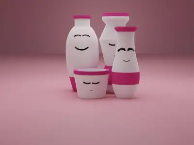 Decorative Cute Vases Low-poly 3D model