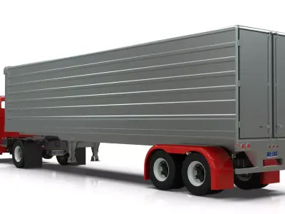 COE Semi Truck Single Axle plus box Trailer 3D model