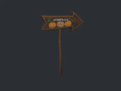 Pumpkins for Sale Sign  Low-poly 3D model