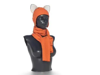 HAT WITH SCARF Low-poly 3D model