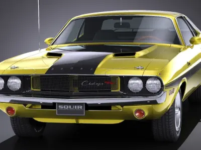 LowPoly Dodge Challenger 1970 RT Low-poly 3D model