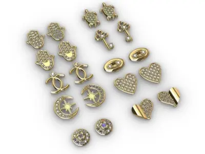 Aretes -Topitos para dama paquete de 10 -v- 3D print model