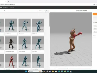 Boxing Deer Animal Animated Low-poly 3D model