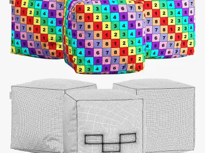 minecraft ottoman set 004 3D model