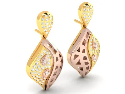 Women Earrings 3dm STL OBJ FBX Render Details 3D print model purchase