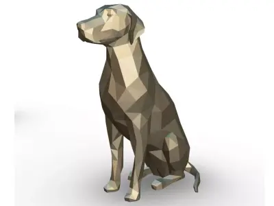 Dalmatian low poly polygonal sculpture of dog 3D print model