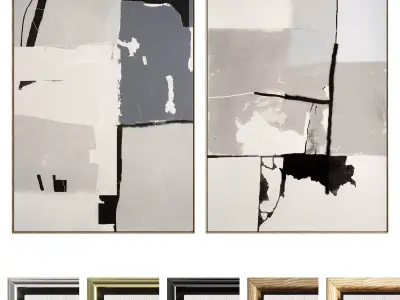 Plaster Two Photo Frame 521 Low-poly 3D model
