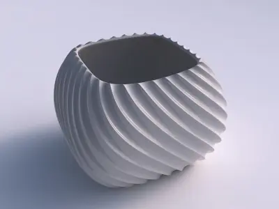 Bowl semi-quadratic with extruded vertical lines 2 3D print model
