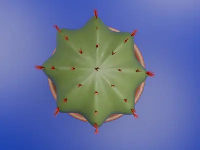 Cactus in a clay pot Low-poly 3D model