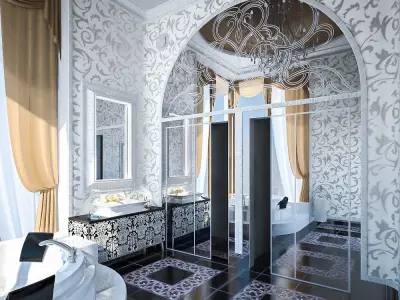 Luxury Bathroom Interior  Low-poly 3D model