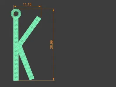 Diamond Letter K Pendant Gold Silver Platinum Luxury Jewelry 3D print model