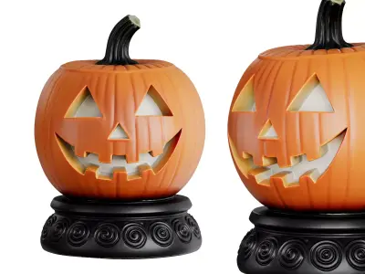 Spooky Pumpkin Light Statue 01 3d print and game ready Low-poly 3D model