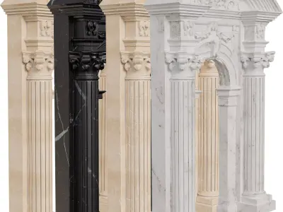 Classical Architectural Columns -Arches and Decorative Pillars Low-poly 3D model