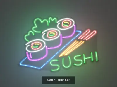 Sushi Neon Signs - 4 Pack 3D Model Collection