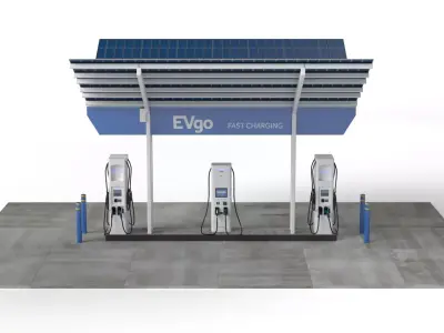 Electric Vehicle Charging Point with EV Station 02 3D model